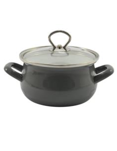 Garnek emalia 16cm 1,9L z pokrywką Helena szary