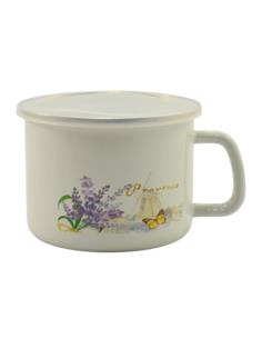 Kubek emalia 14cm Młyn z pokrywką