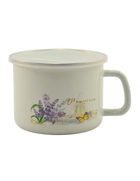 Kubek emalia 14cm Młyn z pokrywką