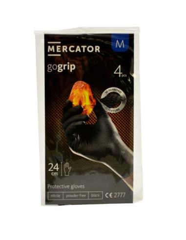 Rękawice nitrylowe M 4 sztuki Mercator czarne bezpudrowe