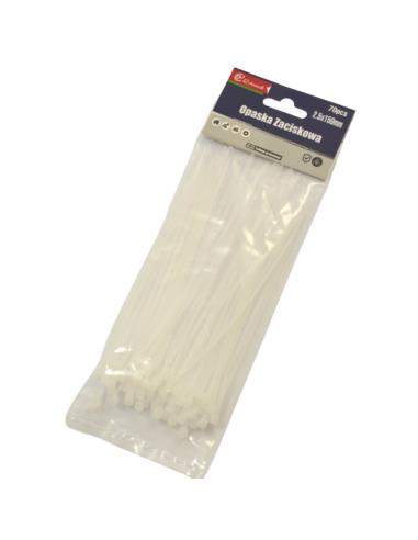 Opaski zaciskowe plastikowe 70szt 2,5x150mm białe