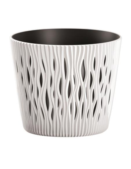 Doniczka Sandy Round 16cm biały z wkładem DSR160