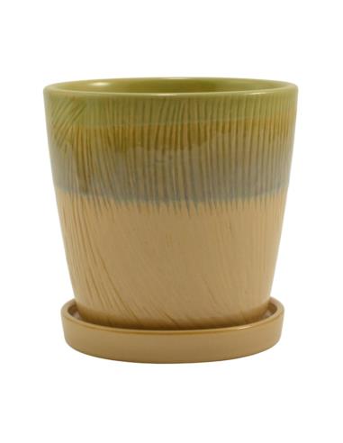 Doniczka-osłonka ceramiczna z podstawką 18cm ASC23224 mix