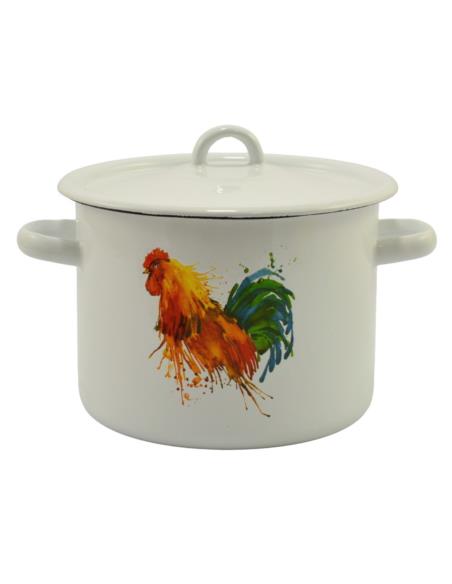 Garnek emalia 20cm 4,5L Kogut z pokrywką