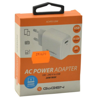 Ładowarka sieciowa Gogen PD USB-C 20W ACHPD120W biała