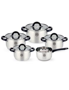 Garnki  9 elementów MG Home Black nierdzewne