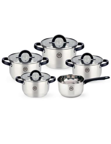 Garnki  9 elementów MG Home Black nierdzewne
