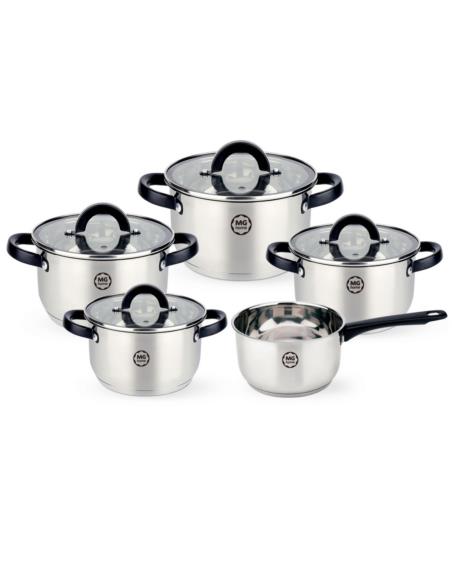 Garnki  9 elementów MG Home Black nierdzewne