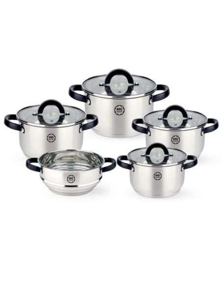 Garnki  9 elementów MG Home Black 7105023208 nierdzewne