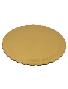 Podkład pod tort 28cm 2mm okrągły złoty karbowany