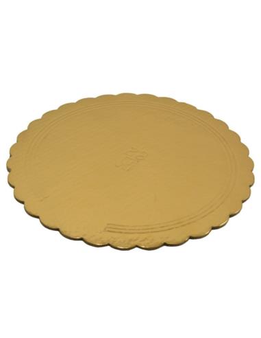 Podkład pod tort 28cm 2mm okrągły złoty karbowany
