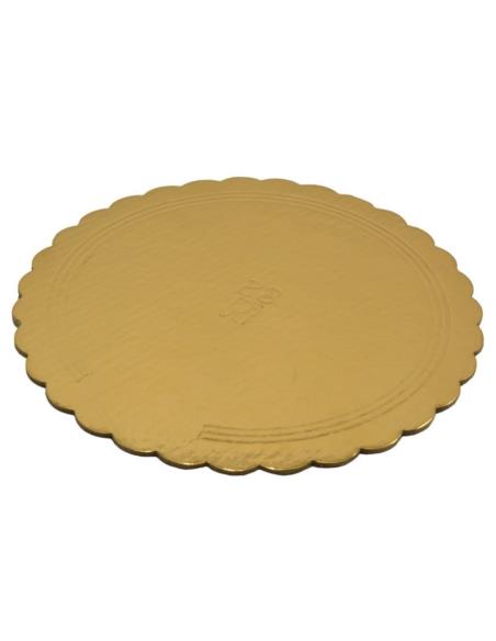 Podkład pod tort 28cm 2mm okrągły złoty karbowany