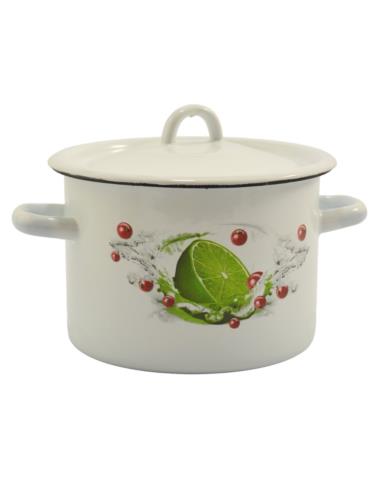 Garnek emalia 18cm 3L z/p Limonka