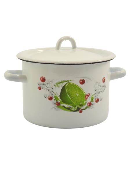 Garnek emalia 18cm 3L z/p Limonka