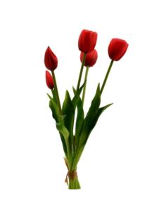Kwiat sztuczny Tulipany bukiet 38cm 5 kwiatów gumowe mix 2