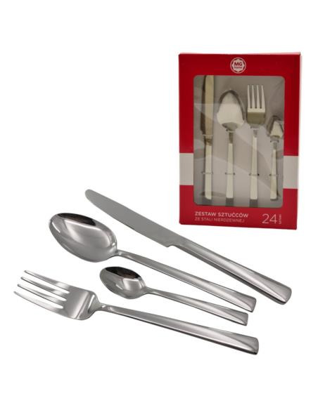 Sztućce 24 elementy polysk MG Home Arya Silver