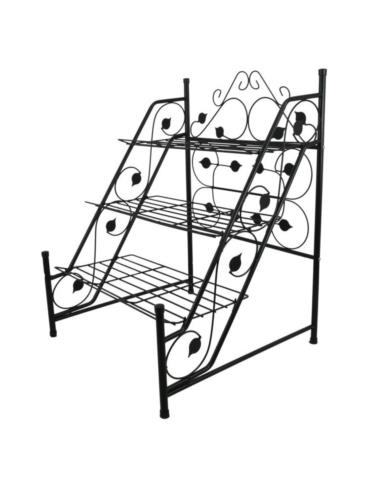 Kwietnik metalowy 3 półki czarny 60x60x83cm 9574