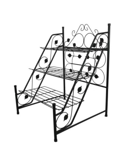 Kwietnik metalowy 3 półki czarny 60x60x83cm 9574