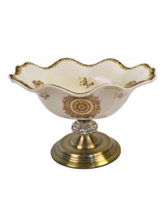 Patera ceramiczna 18x31x21cm n/n krem-złoty LC4067-1