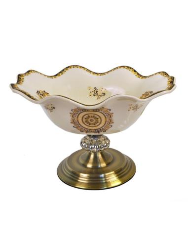 Patera ceramiczna 18x31x21cm n/n krem-złoty LC4067-1