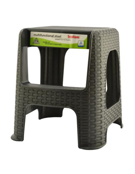 Taboret-drabinka plastikowa 48cm Ratan antracyt