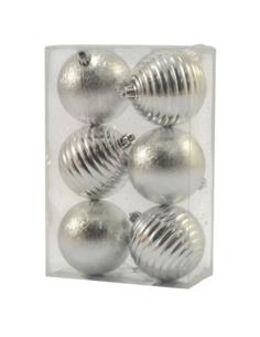 Bombki 6szt 8cm 7276 mix czerwone srebne złote