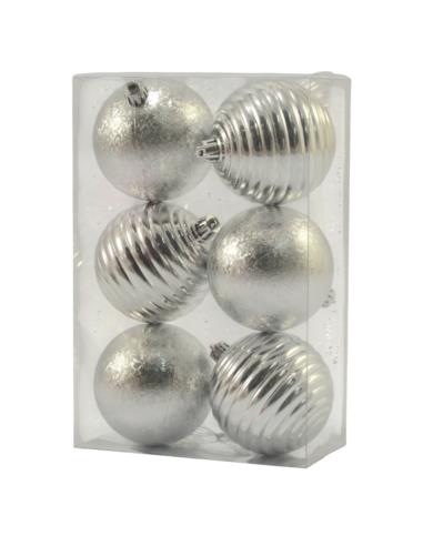 Bombki 6szt 8cm 7276 mix czerwone srebne złote