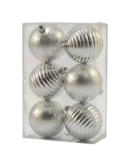 Bombki 6szt 8cm 7276 mix czerwone srebne złote