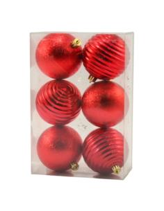 Bombki 6szt 8cm 7276 mix czerwone srebne złote 2
