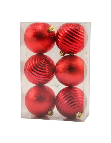 Bombki 6szt 8cm 7276 mix czerwone srebne złote