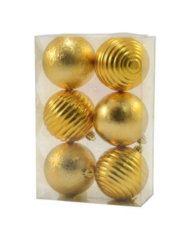 Bombki 6szt 8cm 7276 mix czerwone srebne złote
