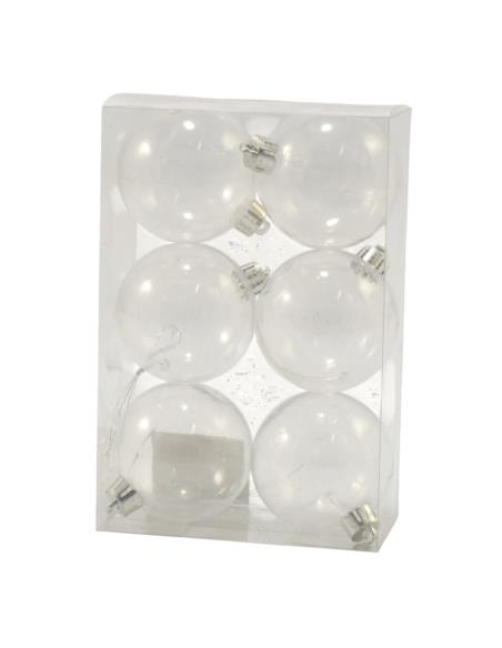 Bombki 6szt 6cm transparentne 7276 mix