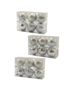 Bombki 8cm 6 sztuk srebrne plastikowe 9891 mix 2