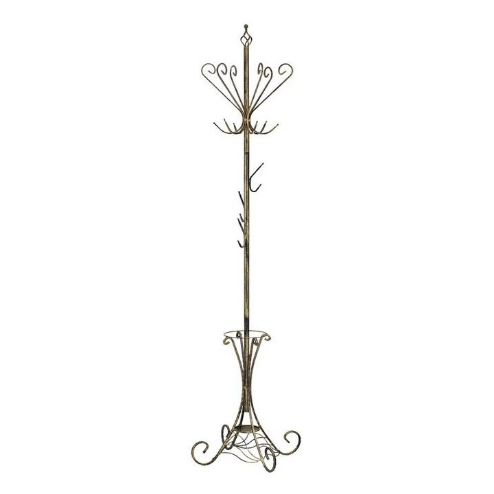 Wieszak stojący metalowy złota patyna 156