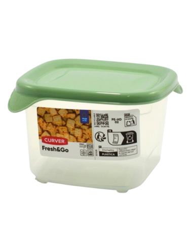 Pojemnik Fresh&Go 0,45L zielona pokrywka kwadrat 263288