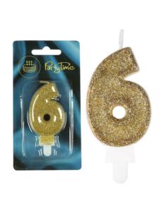 Świeczki numerki złote nr 6