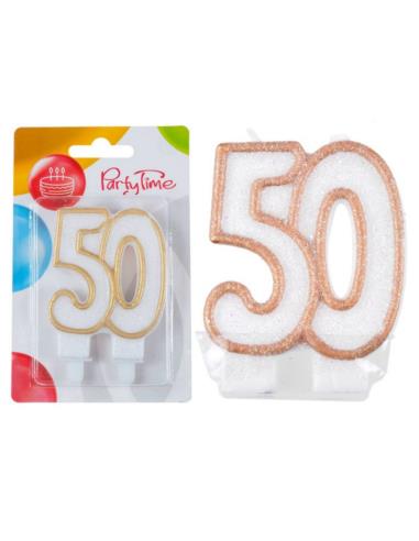 Świeczki numerki białe nr 50