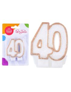 Świeczki numerki białe nr 40