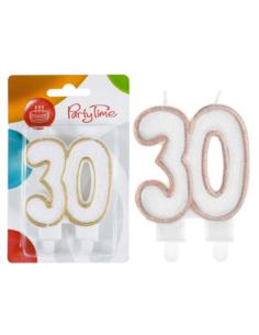 Świeczki numerki białe nr 30