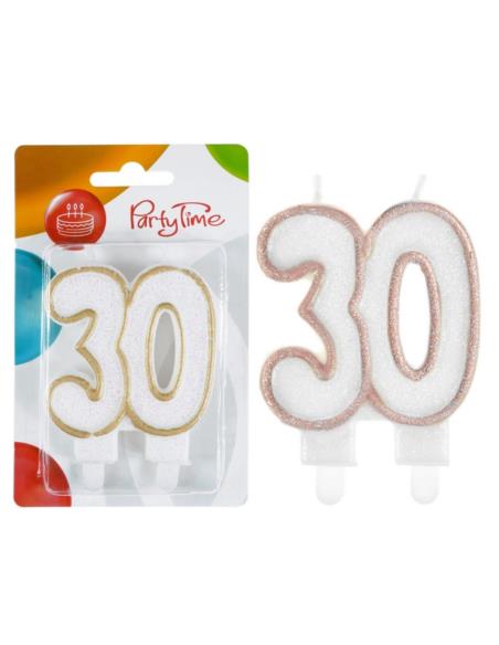 Świeczki numerki białe nr 30