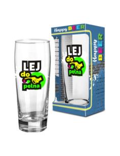 Szklanka do piwa 500ml i Happy Beer "Lej do pełna"