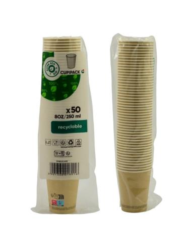 Kubki papier Kraft 250ml 50 sztuk