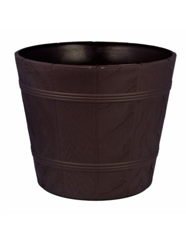 Doniczka drewnopodobna 0 fi 17cm h:14,5cm brąz 0899