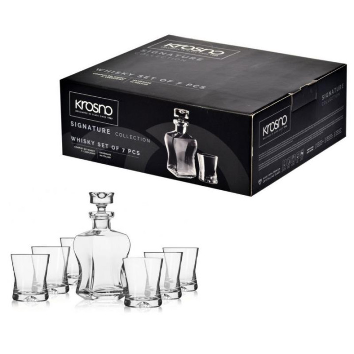 Karafka +6 szklanek 290ml do whisky Krosno Signatury 500ml