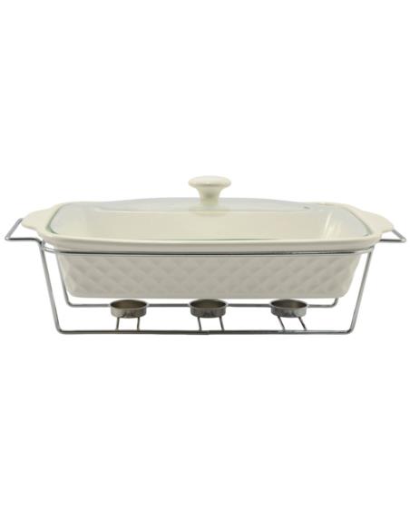 Brytfanna ceramiczna z podgrzewaczem 2,5L 44x26x12cm prostokątna