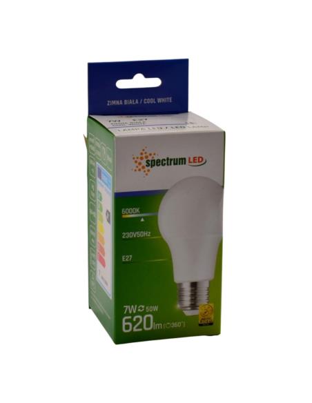 Żarówka LED E27 7W 620lm Spectrum zimna biała