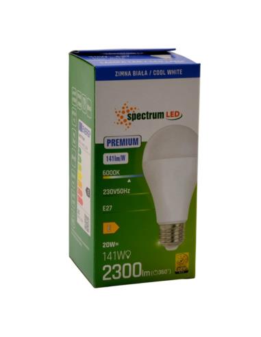 Żarówka LED E27 20W 2300lm Spectrum zimna biała