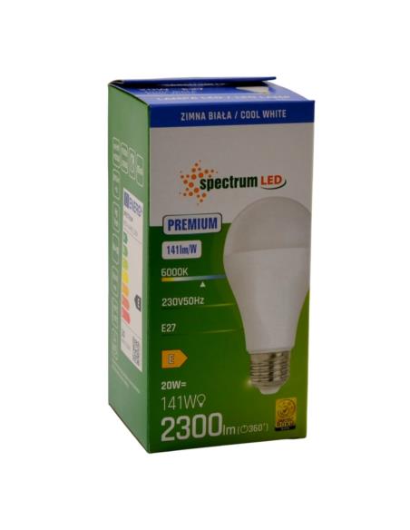 Żarówka LED E27 20W 2300lm Spectrum zimna biała