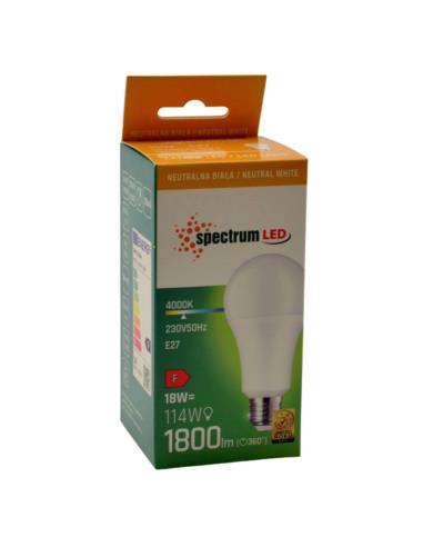 Żarówka LED E27 18W 1800lm Spectrum naturalna biała