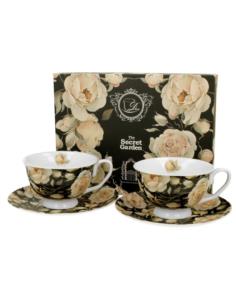 Filiżanki ze spodkami 2 sztuki 250ml English Roses Black